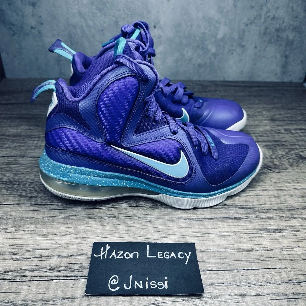 Nike~Boys~Lebron 9 Hornets Purple/Blue Summit Lake 2012 Sneakers~Size 4.5Y‎
